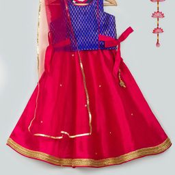 Tangerine Closet Girls Sequinned Ready to Wear Lehenga & Blouse With Dupatta-picture-34