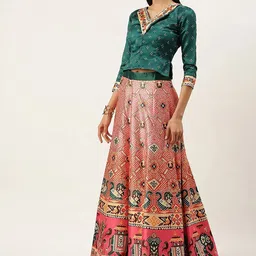 Kaizen TEXO FAB Bandhani Printed Semi-Stitched Lehenga Choli-picture-35