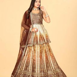 EthnicTree Floral Printed Beads and Stones Ready to Wear Lehenga & Blouse With Dupatta-picture-21