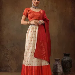 Silk Land Woven Design Semi-Stitched Lehenga & Unstitched Blouse With Dupatta-image-40