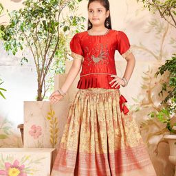BAESD Girls Embroidered Beads and Stones Ready to Wear Lehenga & Blouse-image-22