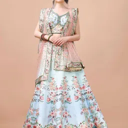 SAPTRANGI Embroidered Semi-Stitched Lehenga & Blouse With Dupatta-image-33