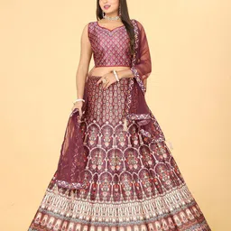 EthnicTree Ethnic Printed Beads and Stones Ready to Wear Lehenga & Blouse With Dupatta-picture-40