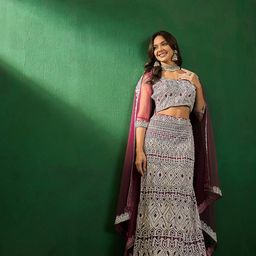 Sangria Embroidered Sequined Semi-Stitched Lehenga With Choli & Dupatta-picture-8