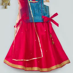 Tangerine Closet Girls Woven Design Ready to Wear Lehenga & Blouse With Dupatta-picture-45