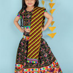 KID1 Girls Black & Red Embroidered Ready to Wear Lehenga Choli-picture-36