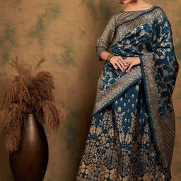 Sangria Woven-Designed Semi-Stitched Lehenga & Unstitched Blouse With Dupatta-picture-23