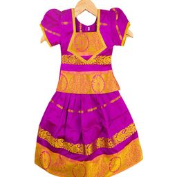 AMIRTHA FASHION Girls Purple & Golden Art Silk Ready to Wear Lehenga-image-56
