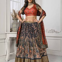 SAPTRANGI Floral Printed Ready to Wear Lehenga & Blouse With Dupatta-image-27