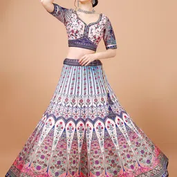 SAPTRANGI Ethnic Motifs Printed Ready to Wear Lehenga & Blouse With Dupatta-image-61