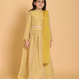 PICCOLO Girls Gold-Toned Ready to Wear Lehenga & Blouse With Dupatta-image-39