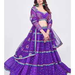 Fusionic Embellished Mirror Work Semi-Stitched Lehenga Choli With Dupatta image 3