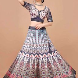 SAPTRANGI Printed Ready to Wear Lehenga & Blouse With Dupatta image 5