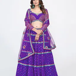 Fusionic Embellished Mirror Work Semi-Stitched Lehenga Choli With Dupatta image 5