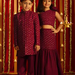 VASTRAMAY Girls Embellished One Shoulder Sequinned Ready to Wear Lehenga & Blouse-37
