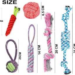 youhavedeal 6-Piece Rope Dog Toy Set – Durable Chew & Tug Toys, Teething & Interactive Toys Cotton Ball, Chew Toy, Fetch Toy, Training Aid, Tug Toy For Dog image 3