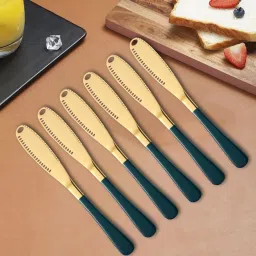 Golden Butter Knife Spreader | With Serrated Edge for Butter,Cheese,Jam,Nutella Stainless Steel Butter Spreader, Cheese Knife, Dessert Knife, Table Knife Set-image-74