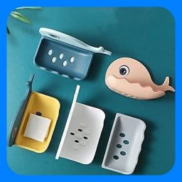 Fish Shape Cute Adhesive Waterproof Wall Mounted Soap Dish(PACK OF 4)-image-53