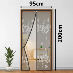 Polyester Adults Washable Door Mosquito Net with Magnets | Color New Jacquard Grey Mosquito Mosquito Net-picture-6