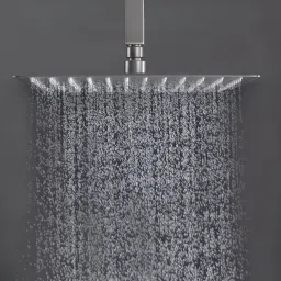 Overhead Shower With Square Ceiling Arm 12x12+15 Inch Fixed Mount-image-1