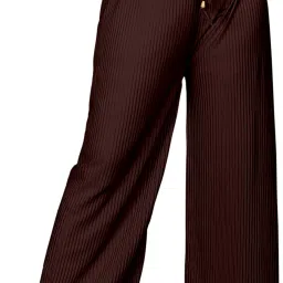 Women Regular Fit Brown Cotton Blend Trousers-image-7