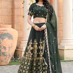 TIKODI Embroidered Semi-Stitched Lehenga & Unstitched Blouse With Dupatta-picture-41