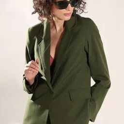 maykr Women Solid Single Breasted Formal Blazer-picture-32