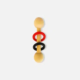 Wooden Dumbbell Rattle - 2 Contrasting Color Rings for Sensory Play Rattle-37