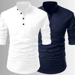 Men Solid Cotton Blend Straight Kurta-image-96