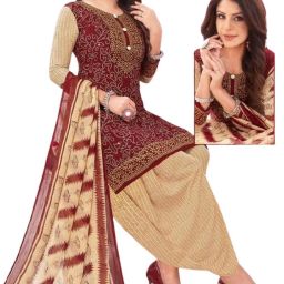Unstitched Crepe Salwar Suit Material Printed-image-67