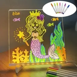 3D Acrylic Writing Board with 12 Pen,LED Rewritable Acrylic Message Board Night Lamp-11