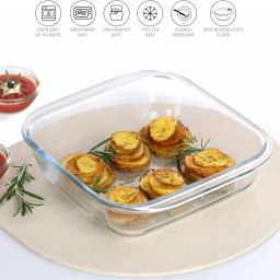 Glass Serving Bowl Borosilicate Glass Square Baking Dish Microwave Oven Safe, 1100 ml-image-52