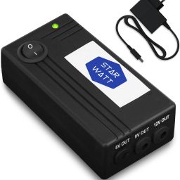 STARWATT WiFi Router Mini UPS Three Voltage 5V / 9V / 12V Output with 12V Adaptor | Supports All brand 12V(0.5A upto 2A) , 9V (0.5A upto 1A) & 5V (0.5A upto 1A) Router / Devices with 3-6 Hours Backup | Uninterrupted Power Backup for All Brand of Wi-Fi Router / Broadband Modem / ONT/ ONU / Intercom / Set Top Box / Alexa with Wall Mount Power Backup for Router-6