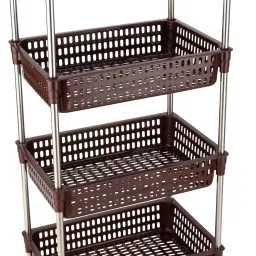 4 layer Storage Multipurpose Rack Utility Shelf with Wheels for Bedroom,Bathroom Plastic, Stainless Steel Kitchen Trolley-image-60