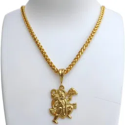 New Hanuman ji pandal Locket with Chain for mens and boys. Gold-plated Alloy Pendant Set-image-2