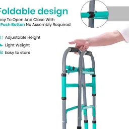 tryfit Eco Walker Lightweight Foldable Walker with Adjustable Height Anti-Skid Grip Walking Stick image 2