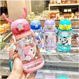 Deer Horn Multi Design Cute Mix Cartoon Sipper school Bottle for Kids with Strap-image-30