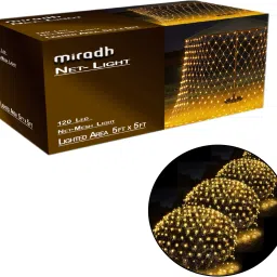 120 LEDs 1.5 m Yellow Flickering, Steady Net/Mesh Rice Lights-22