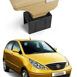 prtek Stylish Car Armrest with Glass Holder & Ash Tray Beige & Chrome for all Cars (Universal) C215 Car Armrest-picture-44