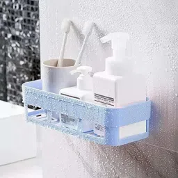 Self Adhesive Multi-Purpose Wall Hanging BATHROOM floating Shelf Plastic Wall Shelf-image-83