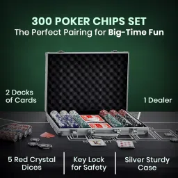 300 Piece Poker Set with Aluminum Carrying Case Dual Toned Poker Chips-23
