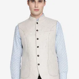 MODI JACKET Men Textured Terry Wool Nehru Jacket-48