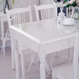 ambbi collections Transparent Solid Heat-Resistant, Waterproof (90x60) Table Cloth-picture-2