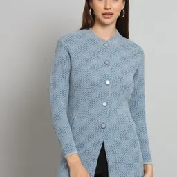 BROOWL Self Design Cable Knit Wool Cardigan-68