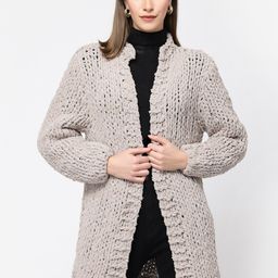 513 Women Cable Knit LonglineAcrylic Cardigan Sweater-image-85