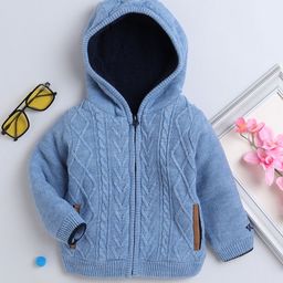 Yellow Apple Boys Cable Knit Woollen Cardigan-picture-38