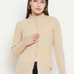 Duke Self Designed Mock Collar Acrylic Cardigan-picture-1