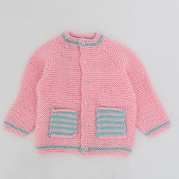 Woonie Unisex Kids Pink & Blue Striped Cardigan-image-57