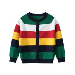 StyleCast Boys Green & White Striped Cotton Cardigan Sweater-picture-10