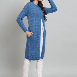 BROOWL Self Design Woollen Longline Cardigan image 4